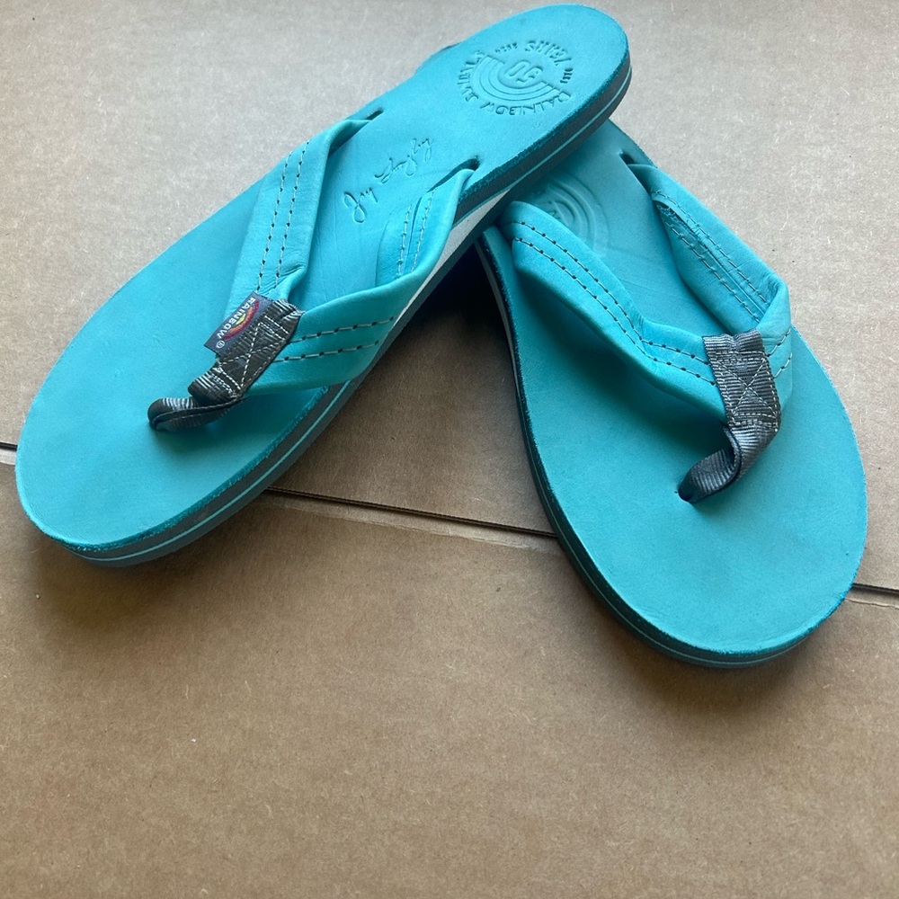 Rainbow Teal Women's Flip Flop Sandals